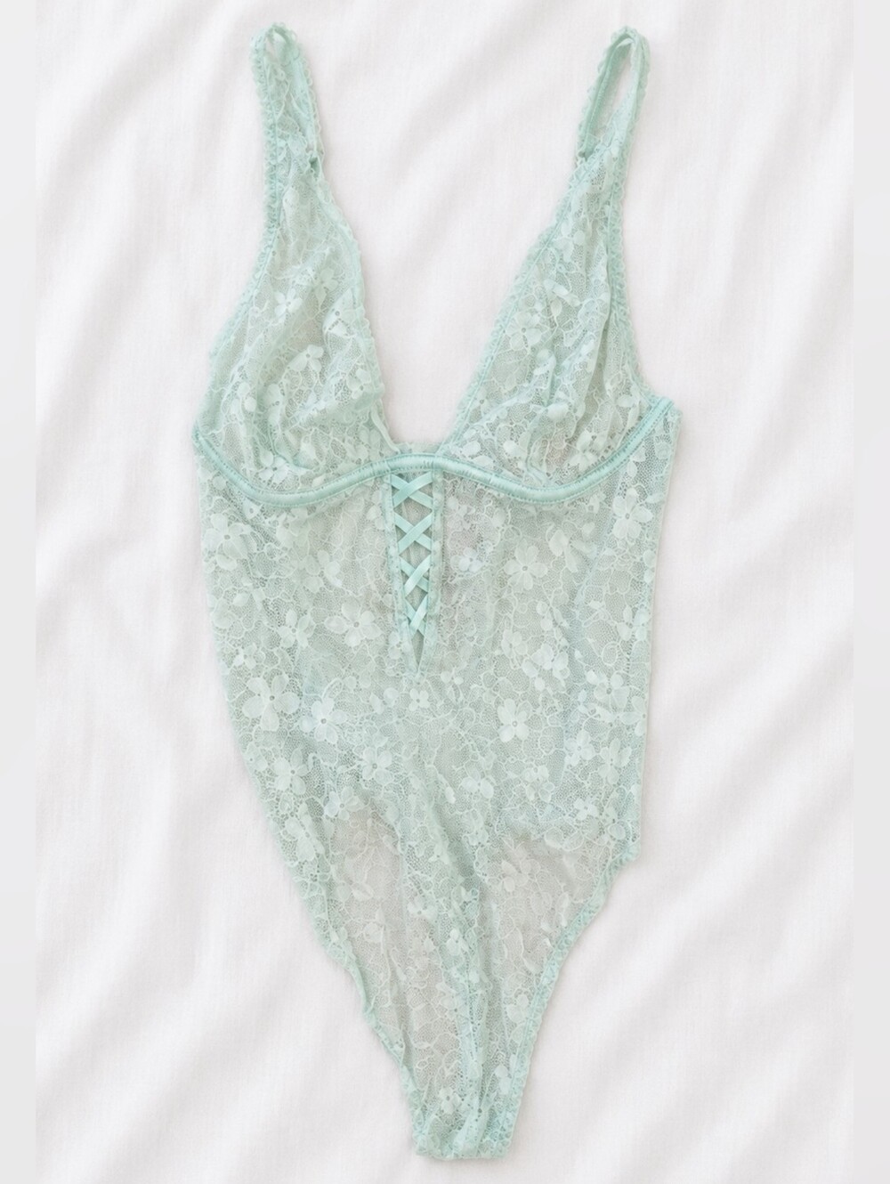 Victoria's Secret Floral Lace Teddy Bodysuit Mint Size S